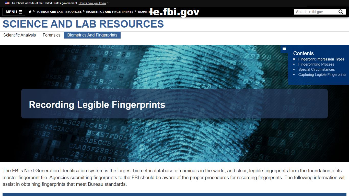 Recording Legible Fingerprints — LE - Law Enforcement